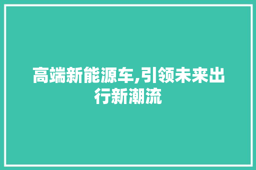 高端新能源车,引领未来出行新潮流