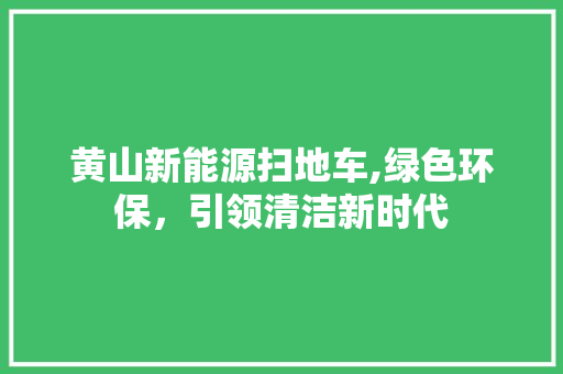 黄山新能源扫地车,绿色环保，引领清洁新时代