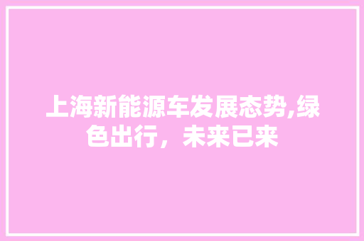 上海新能源车发展态势,绿色出行，未来已来