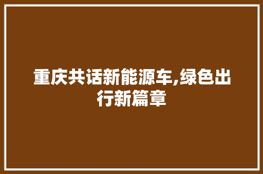 重庆共话新能源车,绿色出行新篇章