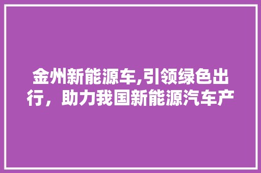 金州新能源车,引领绿色出行，助力我国新能源汽车产业腾飞