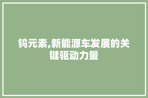 钨元素,新能源车发展的关键驱动力量 汽车保养
