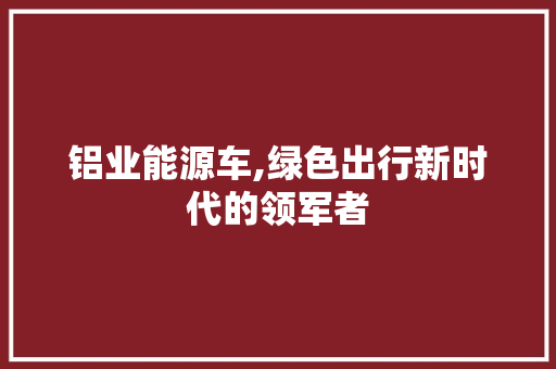 铝业能源车,绿色出行新时代的领军者 新能源汽车