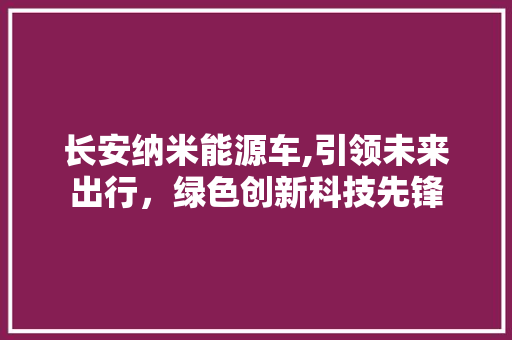 长安纳米能源车,引领未来出行，绿色创新科技先锋