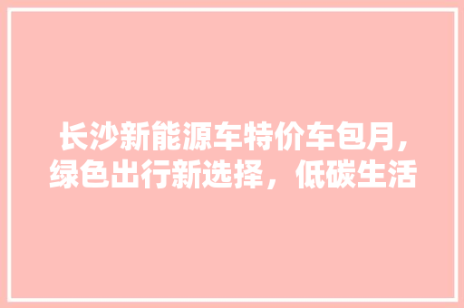 长沙新能源车特价车包月,绿色出行新选择，低碳生活一步到位