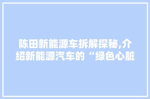 陈田新能源车拆解探秘,介绍新能源汽车的“绿色心脏”