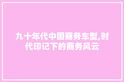 九十年代中国商务车型,时代印记下的商务风云