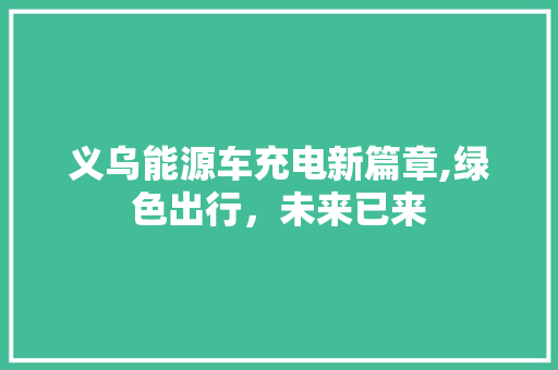 义乌能源车充电新篇章,绿色出行，未来已来 汽车轮胎