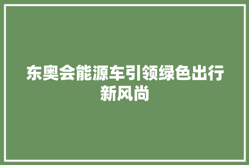 东奥会能源车引领绿色出行新风尚
