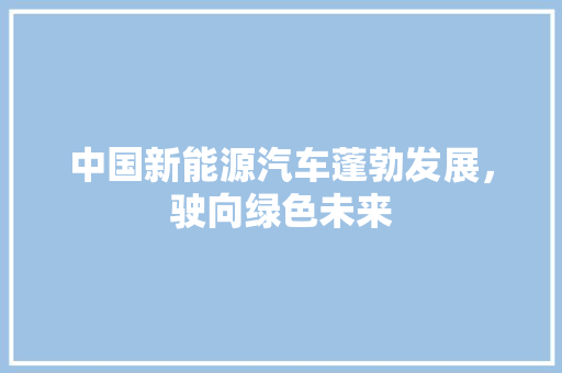 中国新能源汽车蓬勃发展，驶向绿色未来