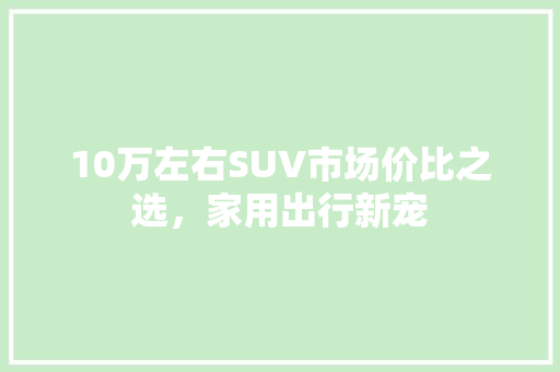 10万左右SUV市场价比之选，家用出行新宠 汽车配件