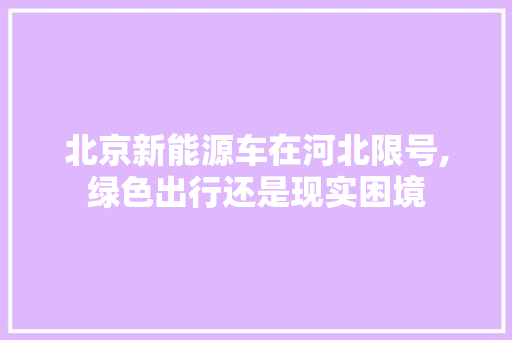 北京新能源车在河北限号,绿色出行还是现实困境 混合动力车