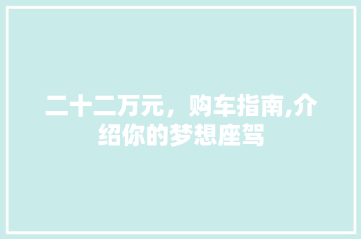 二十二万元，购车指南,介绍你的梦想座驾 汽车展览