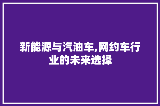 新能源与汽油车,网约车行业的未来选择