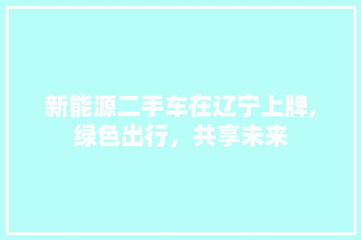 新能源二手车在辽宁上牌,绿色出行，共享未来 新车资讯