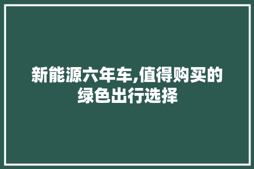 新能源六年车,值得购买的绿色出行选择