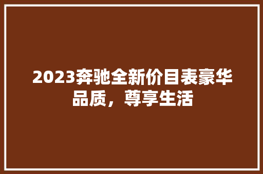 2023奔驰全新价目表豪华品质，尊享生活