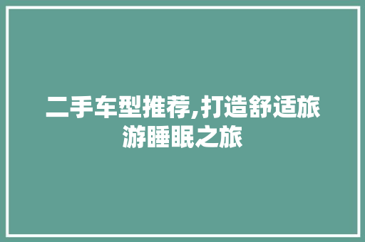 二手车型推荐,打造舒适旅游睡眠之旅