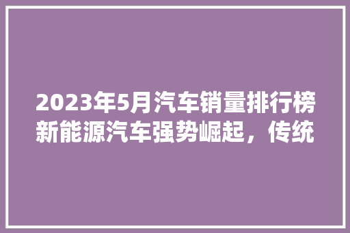 2023年5月汽车销量排行榜新能源汽车强势崛起，传统燃油车面临挑战 汽车保养