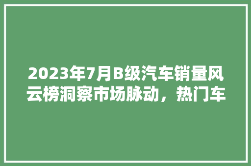 2023年7月B级汽车销量风云榜洞察市场脉动，热门车型