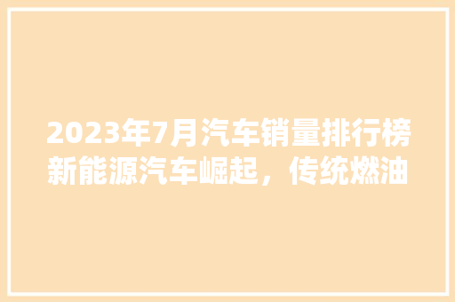 2023年7月汽车销量排行榜新能源汽车崛起，传统燃油车面临挑战 车载导航