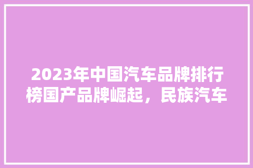 2023年中国汽车品牌排行榜国产品牌崛起，民族汽车工业迈向新高度
