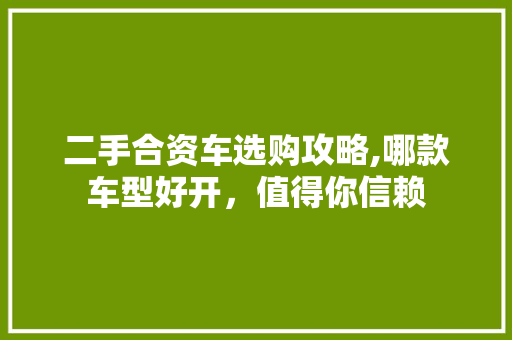 二手合资车选购攻略,哪款车型好开，值得你信赖 汽车展览