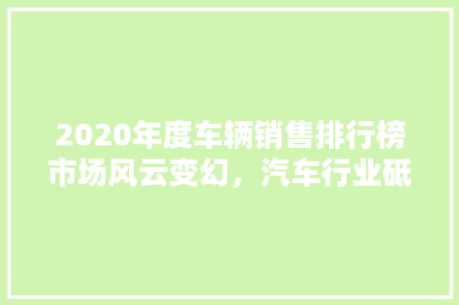 2020年度车辆销售排行榜市场风云变幻，汽车行业砥砺前行 自动驾驶