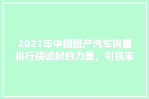2021年中国国产汽车销量排行榜崛起的力量，引领未来