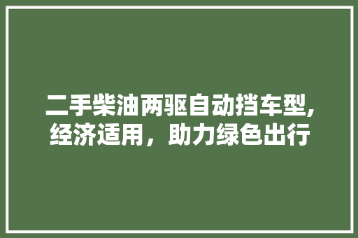 二手柴油两驱自动挡车型,经济适用，助力绿色出行 新车资讯