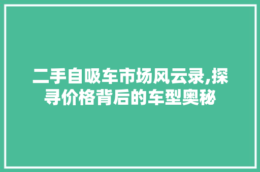 二手自吸车市场风云录,探寻价格背后的车型奥秘 混合动力车