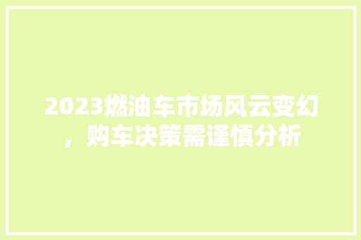 2023燃油车市场风云变幻，购车决策需谨慎分析 车载导航