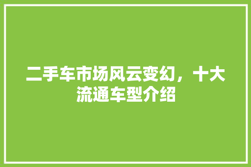 二手车市场风云变幻，十大流通车型介绍