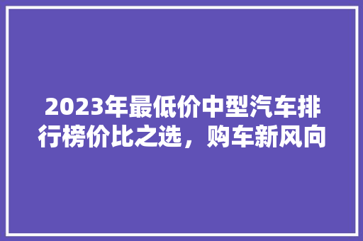 2023年最低价中型汽车排行榜价比之选，购车新风向