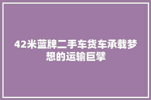 42米蓝牌二手车货车承载梦想的运输巨擘