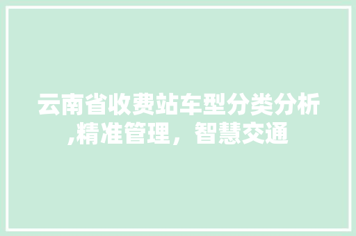 云南省收费站车型分类分析,精准管理，智慧交通 自动驾驶