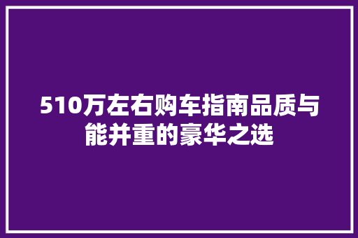 510万左右购车指南品质与能并重的豪华之选 新车资讯