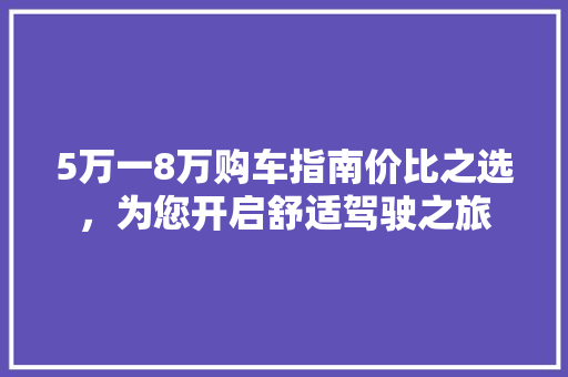 5万一8万购车指南价比之选，为您开启舒适驾驶之旅