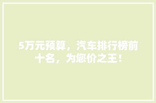 5万元预算，汽车排行榜前十名，为您价之王！