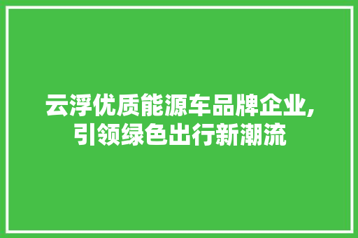 云浮优质能源车品牌企业,引领绿色出行新潮流