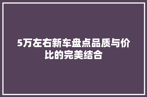 5万左右新车盘点品质与价比的完美结合