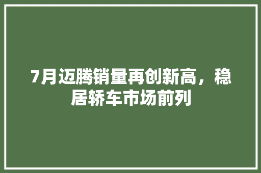 7月迈腾销量再创新高，稳居轿车市场前列