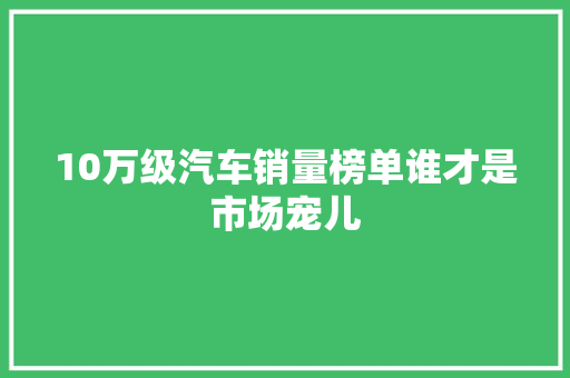 10万级汽车销量榜单谁才是市场宠儿
