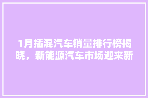 1月插混汽车销量排行榜揭晓，新能源汽车市场迎来新机遇