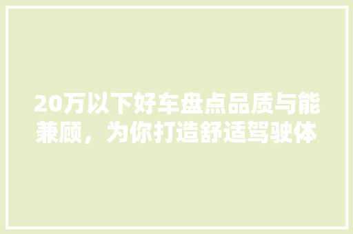 20万以下好车盘点品质与能兼顾，为你打造舒适驾驶体验