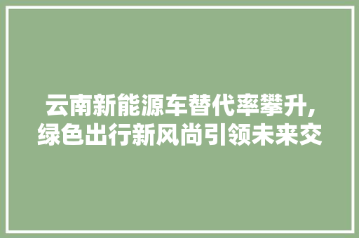 云南新能源车替代率攀升,绿色出行新风尚引领未来交通变革