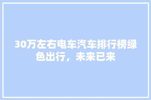 30万左右电车汽车排行榜绿色出行，未来已来