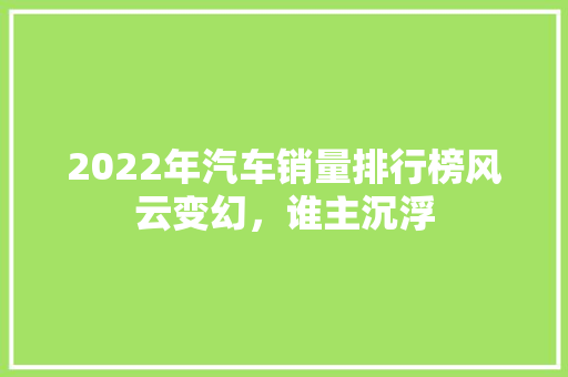 2022年汽车销量排行榜风云变幻，谁主沉浮