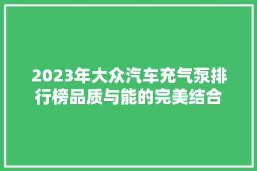 2023年大众汽车充气泵排行榜品质与能的完美结合