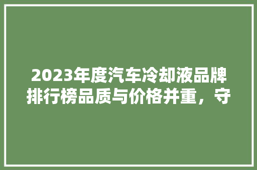 2023年度汽车冷却液品牌排行榜品质与价格并重，守护您的爱车无忧